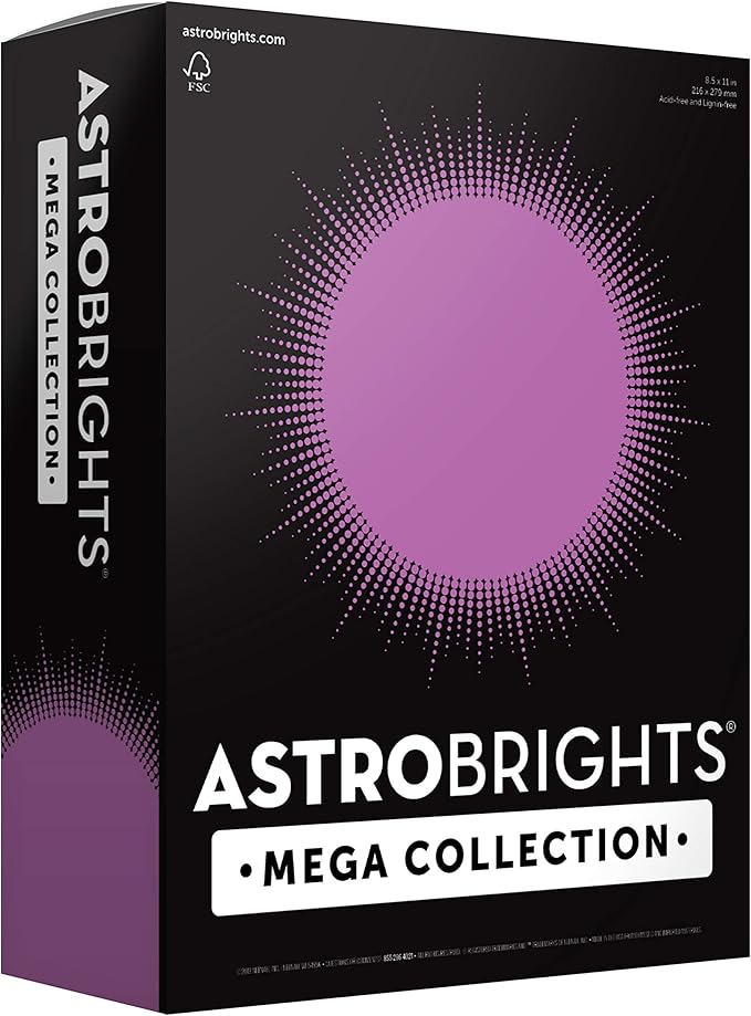 Astrobrights Mega Collection, Colored Cardstock, Bright Purple, 320 Sheets, 65 lb/176 gsm, 8.5" x 11" - MORE SHEETS! (91697)