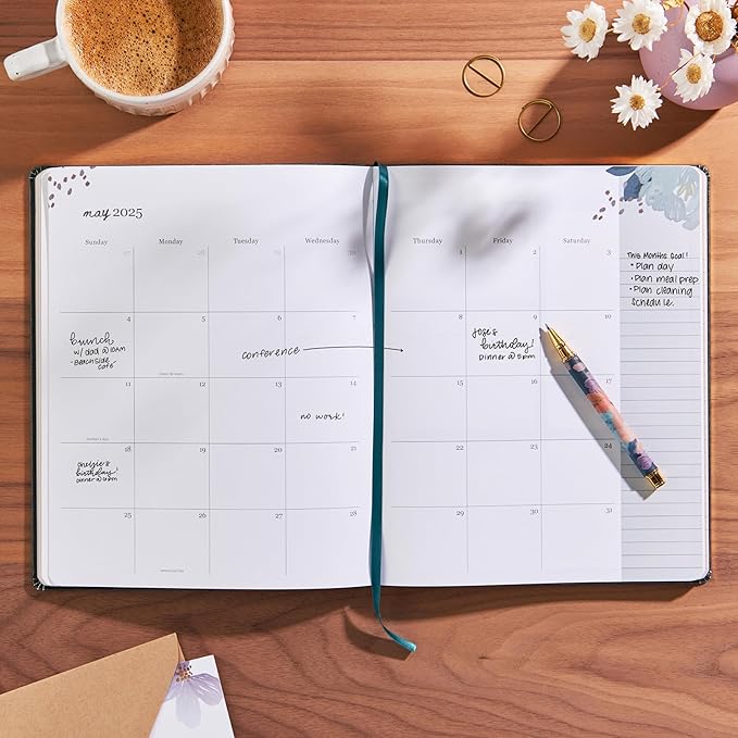 Erin Condren 2025 Softbound Life Planner (Jan - Dec 2025), 8” x 10” 12-Month Weekly & Monthly Planner Journal, Hourly Layout, Soft Cover, Layflat Binding, Peacock Cover & Bold Blooms Interior Design