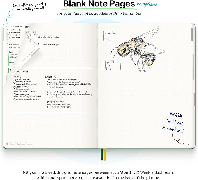 Roterunner Softcover Purpose Planner Notebook B5 7.5 x 9.8 Undated Daily Planner 2024-2025 Daily Weekly and Monthly Productivity Planner Life Planner ADHD Planner for Adults Self Care Journal