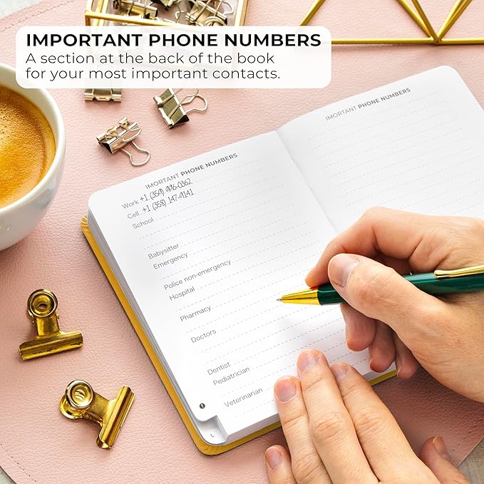 Clever Fox Address Book with alphabetic tabs - PU Leather Telephone and Address Book for Keeping Contacts Safe, Contact Organizer Journal, Small Size (4.0″ x 5.5″), Hardcover, Amber Yellow