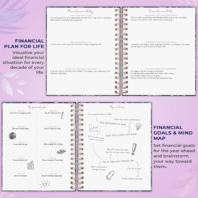 PLANBERRY Large Budget Planner & Monthly Bill Organizer with Pockets – Budgeting Book, Finance & Expense Tracker, 8.3x9.4″ (Wild Purple)