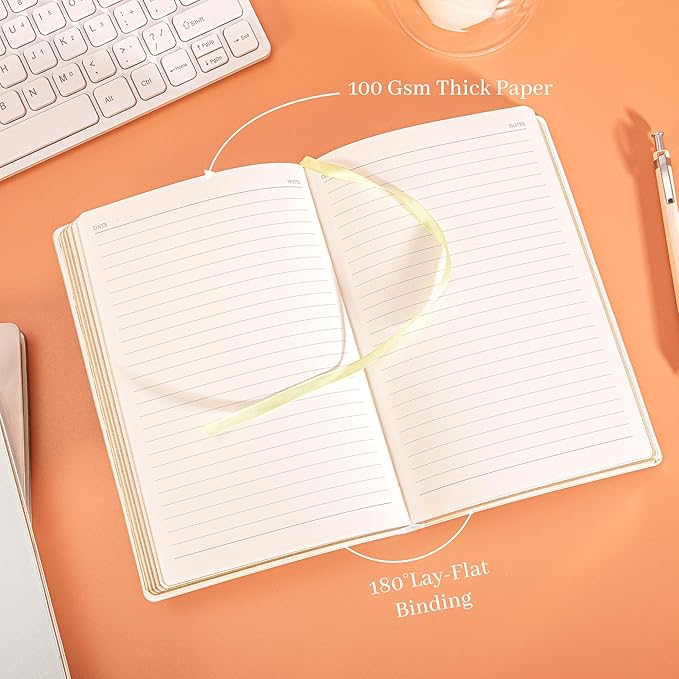 CAGIE Lined Journal Notebook for Women and Girls 256 Pages Cute Diary with Heart-Shaped Leather Journals for Writing A5 Soft Cover Notebooks for Work School (07 Light Blue, A5)