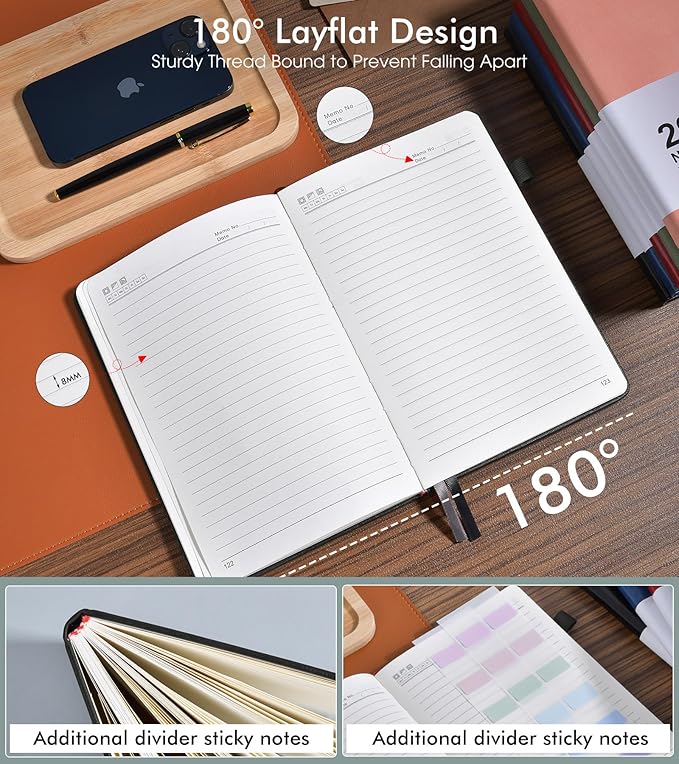 Lined Journal Notebook for Men Women, 200 Numbered Pages Leather Hardcover Journal with Pen, A5 Journaling Notebooks, Thick Paper College Ruled Journals for Writing Work Business 5.75'' X 8.38'' Black