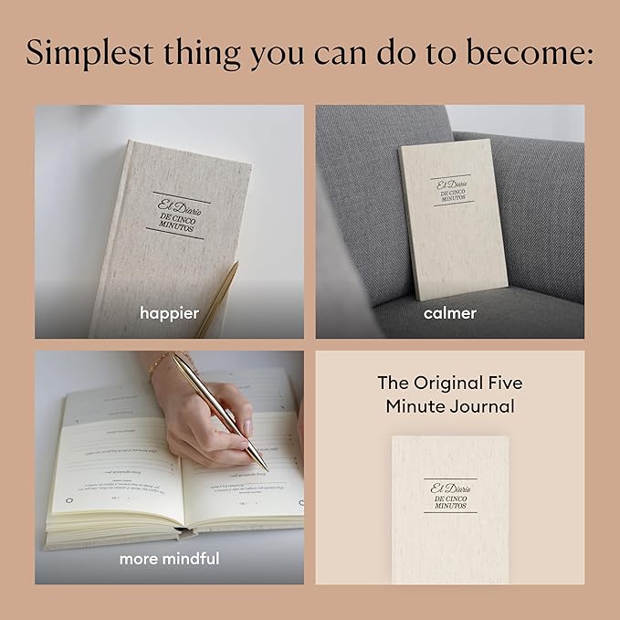Spanish Five Minute Journal, Original Daily Gratitude Journal, Reflection & Manifestation Journal for Mindfulness, Undated Daily Journal, Plastic-Free - Intelligent Change