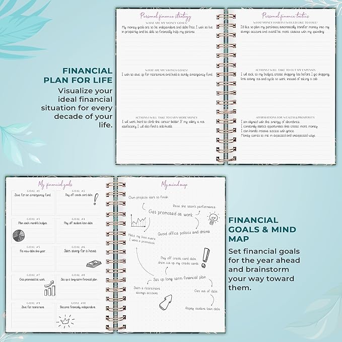 PLANBERRY Budget Planner & Monthly Bill Organizer with Pockets Premium – Home Finance & Bill Payment Organizer – Budgeting Book with Income & Expense Tracker - 7x8.5″ Hardcover (Green Pastures)