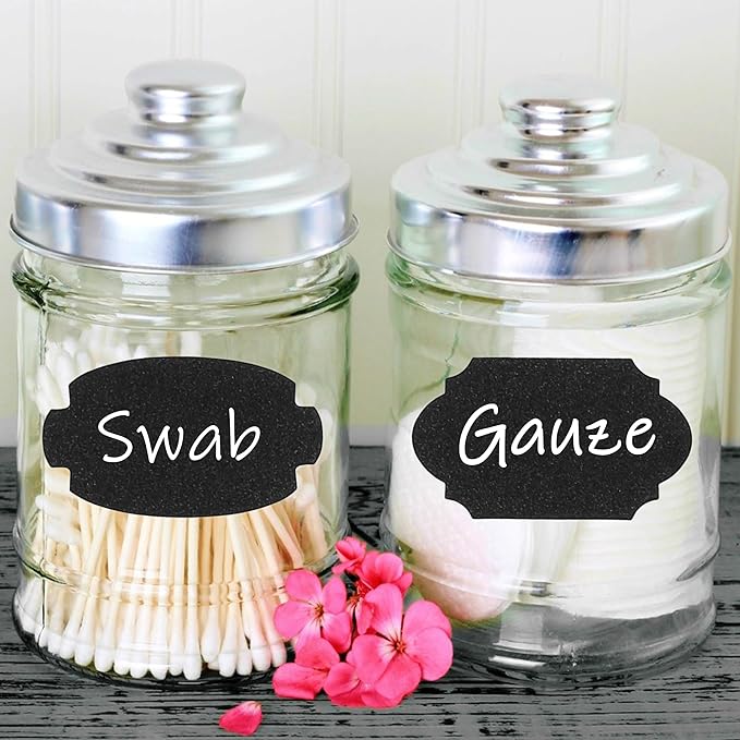 Mr. Pen- Chalkboard Labels, 150pcs, Assorted Shapes, White Chalk Marker & Small Towel, Sticker Labels for Storage, Bottle & Food Jars