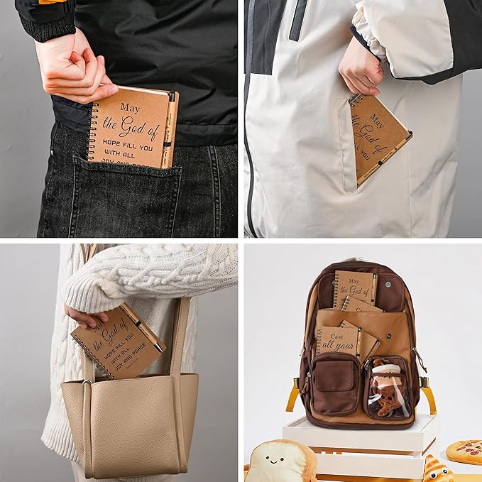 INSADA 60 Sets of Christian Spiral Notebooks Bulk Prayer Journals with Pens Small Notepad (5.43”x4.33”) - Easter Gifts for Church Members, Bible Study Groups & Church Families