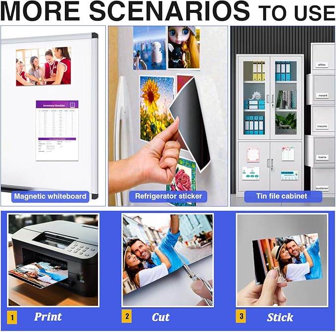 Printable Magnetic Sheet-70 Glossy White Sheets-Make fridge magnets, Personality Labels, Crafts-8.5" x 11",Suitbale For DYE Ink