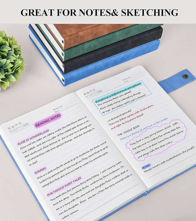 365 Page Thick Lined Journal Notebook for Men Women, A5 Leather Journals for Writing, Hardcover Notebooks for Work, School, Note Taking,Travel, Business,Personal Diary, College Ruled 5.9" x 8.4"