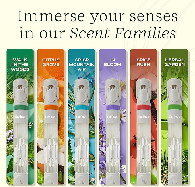 Lifelines Pen Diffuser Set, 2-Pack (Crisp Mountain Air & Citrus Grove) - 1mm Black Ballpoint Pens with Scented Essential Oil Blends – Aromatherapy Diffuser & Sensory Immersion Diffuse Aroma