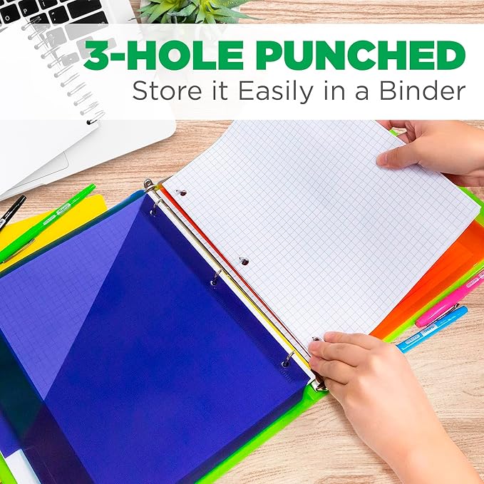 Graph Paper, Filler Paper Loose leaf Graph Paper - 8” x 10.5" - Graph Ruled, 4x4 Quad Ruled Notebook Paper, 3 Hole Punched Loose leaf Papers for 3 Ring Binders - 100 Sheets Pack (Bulk Buy - 48 Pack)