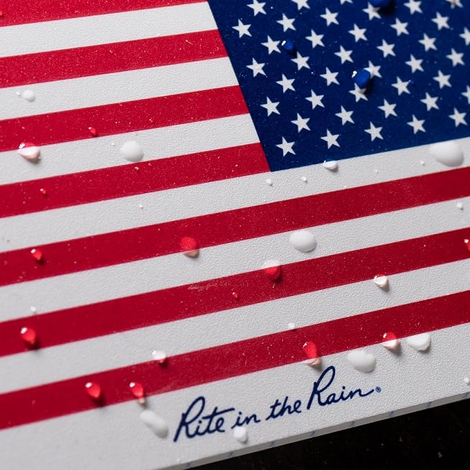 Rite in the Rain Weatherproof Top Spiral Notebook, 3" x 5", Old Glory American Flag Cover, Universal Pattern, 3 Pack (No. FLW35-3)