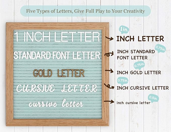 Blue Felt Letter Board - 10x10 Inch, Pre Cut & Sorted 725 Letters, First Day of School Sign, Changeable Message Board for Classroom & Farmhouse Wall Decor