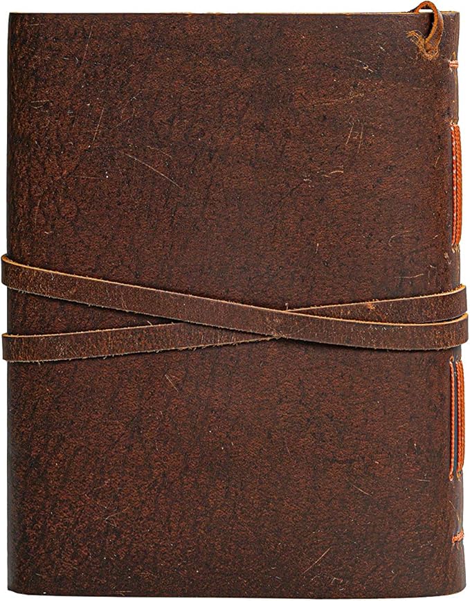 Leather Journal Notebook（6x8 in） - Vintage Leather Bound Journals Handmade Rustic Finish Book for Men and Women Unlined Leather Craft Paper 300 Pages, Leather Notepad Diary, Pocket Diary to Write in