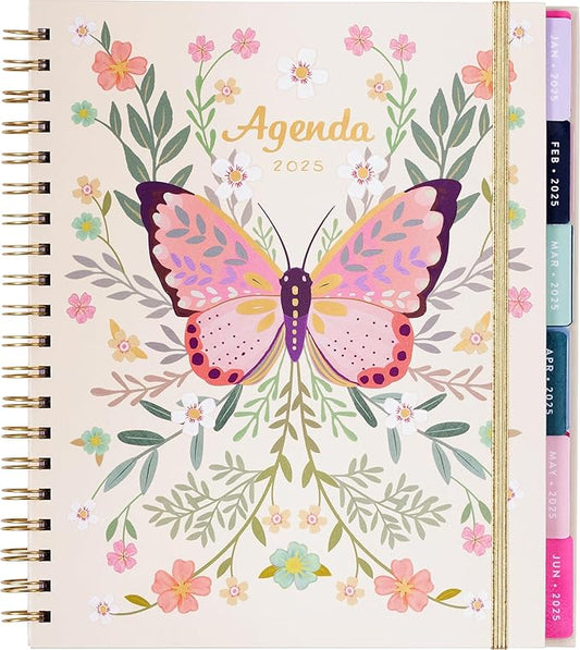 2025 Eccolo Large Spiral Agenda Planner, Hardcover, Weekly & Monthly Pages, 12 Month, Art + Quotes (Extra Large - 9" x 10.5")
