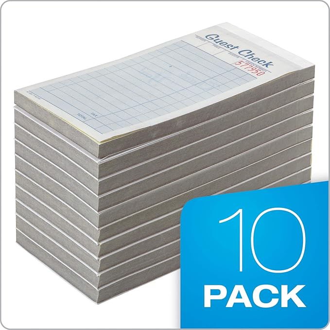 Adams Guest Check Pads, 2-Part, Carbonless, White/Canary, 3-3/8" x 6-3/8", 50 Sets per Pad, 10 Pack (104-50SW)