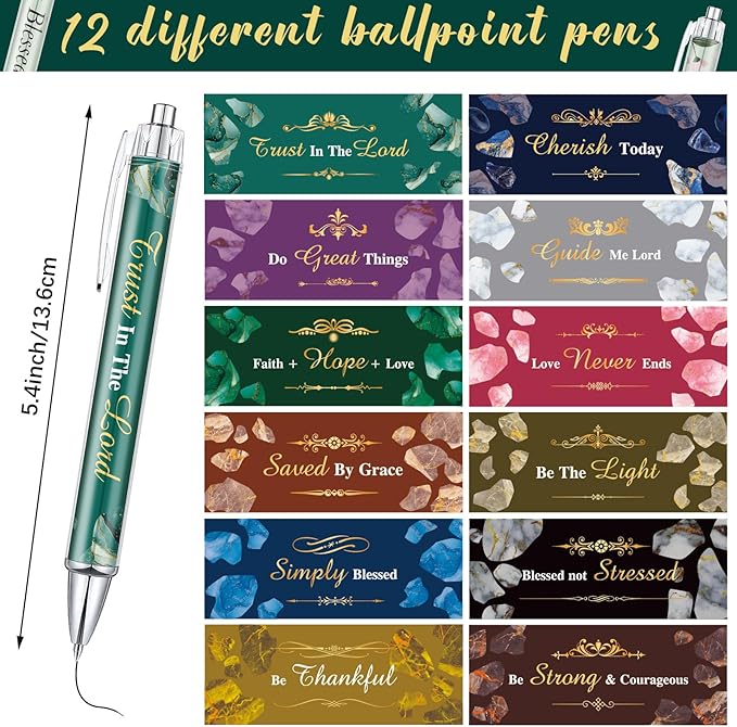 Colarr 24 Pcs Christian Bulk Gifts for Women Men Bible Verse Pens and Notebooks Religious Easter Gifts Scripture Ballpoint Pens Journals Sunday School Church Inspirational Study Supplies(Stone)