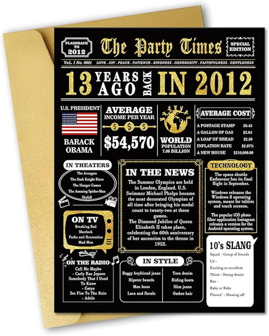 Jumbo 13th Birthday Card, Happy 13th Birthday Decorations for Boys Girls, Funny 13 Year Old Birthday Gifts for Son Daughter, Best 13 Year Old Bday Gifts Ideas for Grandson Granddaughter