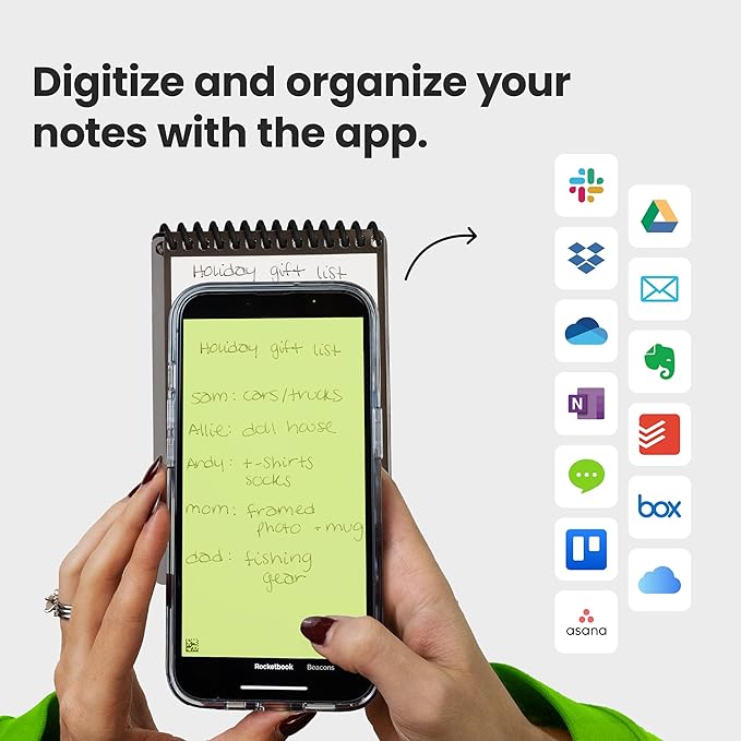 Rocketbook Mini Reusable Smart Notepad, Pocket Size Notebook 3.5x5.5, Gray - Dotted Pages, App-Connected, Erasable, Ideal for On-The-Go List Taking & Quick Notes Anywhere