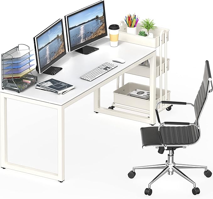 SHW 55-Inch Commercial-Grade Office Computer Desk, White