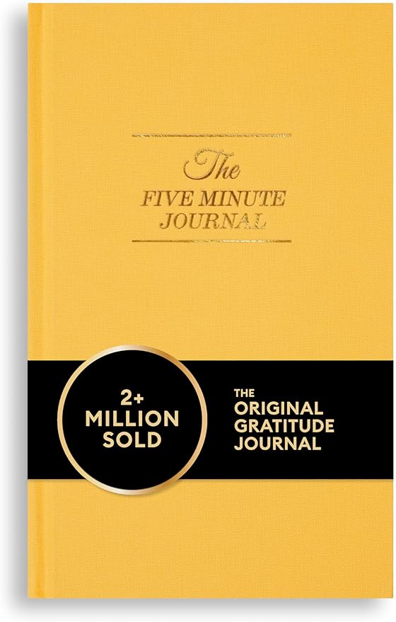 Intelligent Change The Five Minute Journal, Original Daily Gratitude Journal 2025, Manifestation Journal for Mindfulness, Undated Daily Journal with Gold Foiling, Plastic-Free, Yellow