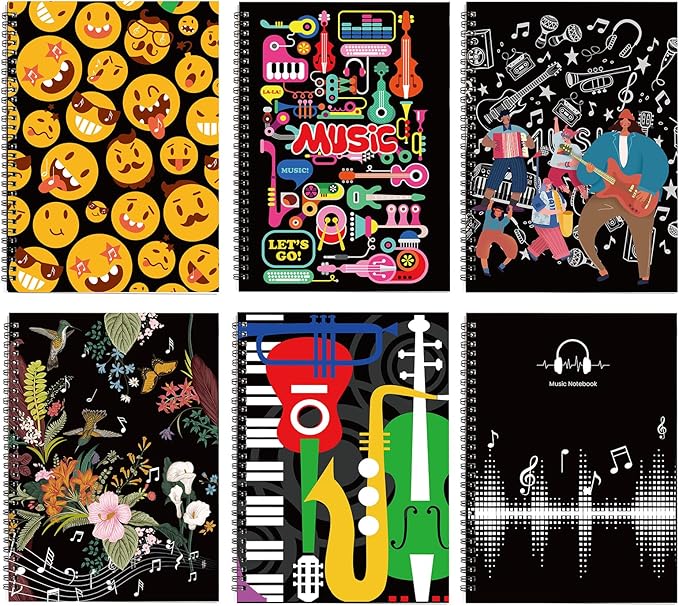 MAXCURY Blank Sheet Music Composition Manuscript Staff Paper Art Music Notebook Black 100 Pages 26x19cm (Cartoon)