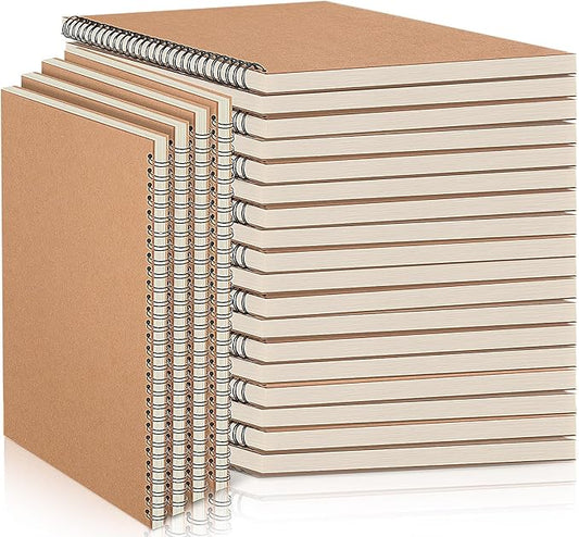 Epakh 22 Packs Spiral Notebook Hard Cover Spiral Journal, Wide Ruled Pages, 50 Sheets 100 Pages, Lined Style(Brown,B5)