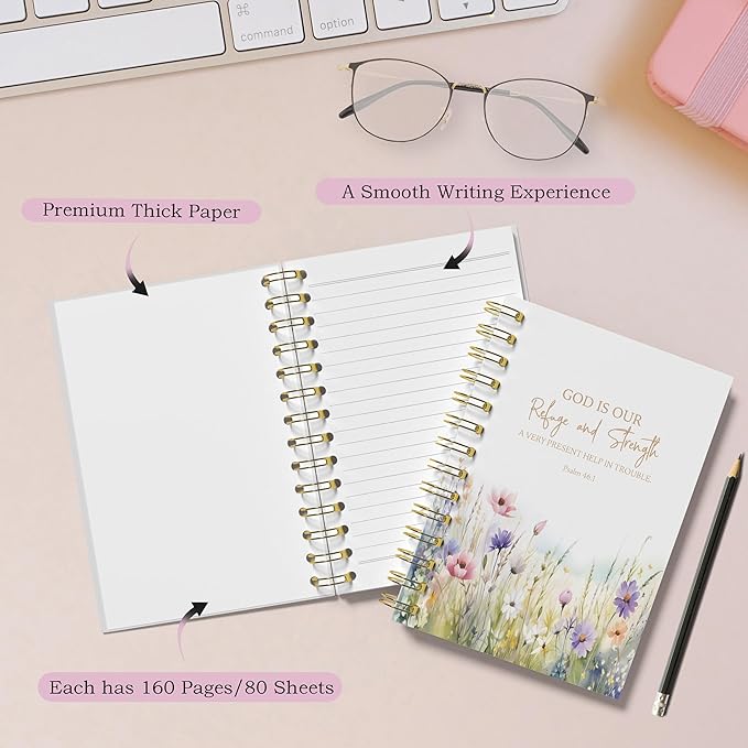 Bible Floral Notebook - Prayer Journal, Christian Gifts Journal, Bible Verse Notebook, Daily Prayer Journal, Bible Notebooks for Note Taking, Christian Gifts, 5.5x8.3 Inches