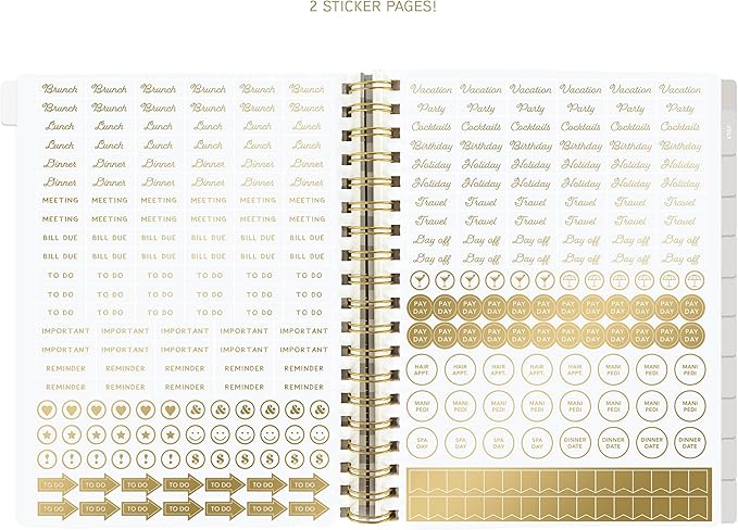 18 Month Hardbound Spiral Planner by Graphique, Jul. 2024 – Dec. 2025 Calendar, Weekly and Monthly Spreads, Page Tabs, Reminder Stickers, 6” x 8”