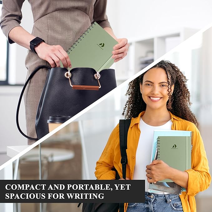 Lined Spiral Notebook Journal For Women & Men - A5(5.8" x 8.3") 170 Pages, Hardcover Journals for Writing & Note Taking, College Ruled Notebook for Work - Green