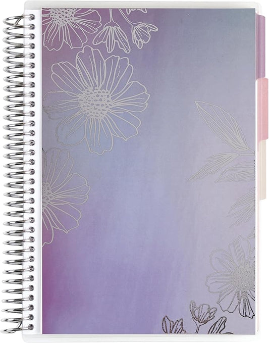 Erin Condren A5 Spiral Bound Self Care Journal Metallic Blooms. Daily Self-Care Reflection Pages. Weekly, Monthly & Quarterly Reflection. Monthly Tracker Pages. 3 Tabs. Sticker Sheet Included