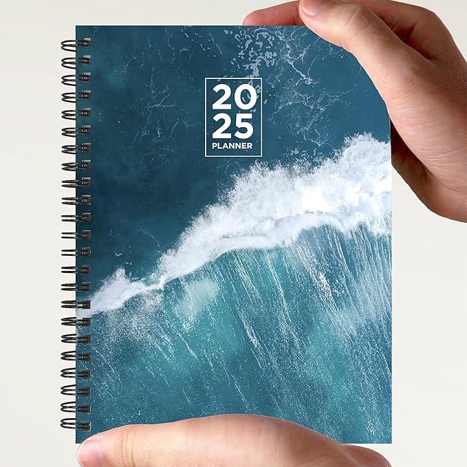 TF PUBLISHING 2025 Big Wave Medium Weekly Monthly Planner Case of 32 - Goals & Task Trackers - Planner Monthly and Weekly with Organizer Stickers - 12 Month Calendar Planner - 6.5" x 8"
