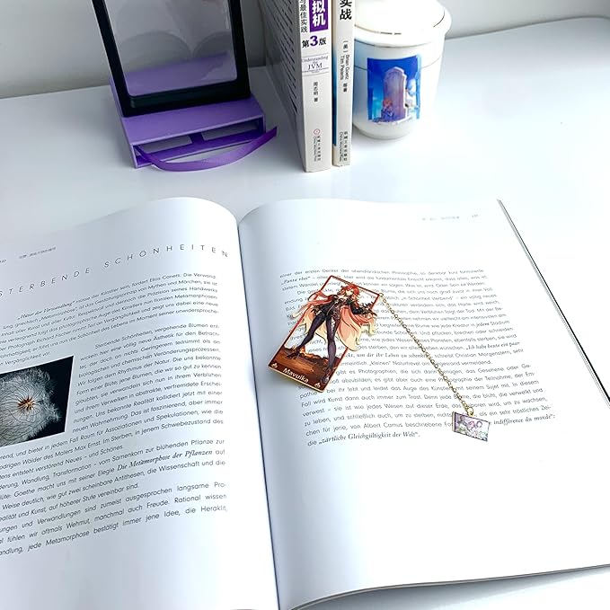Genshin Impact Mavuika Metal Bookmark - Anime Figure Merch with 3D Display Box - Birthday Gifts for Fans Friends Gamer Book Lovers - Zllada