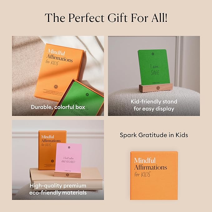 Intelligent Change 30 Positive Mindful Affirmation Cards for Kids with Display Stand - Perfect Gifts for Children & Teachers - Daily Inspiration for Self-Esteem & Positivity