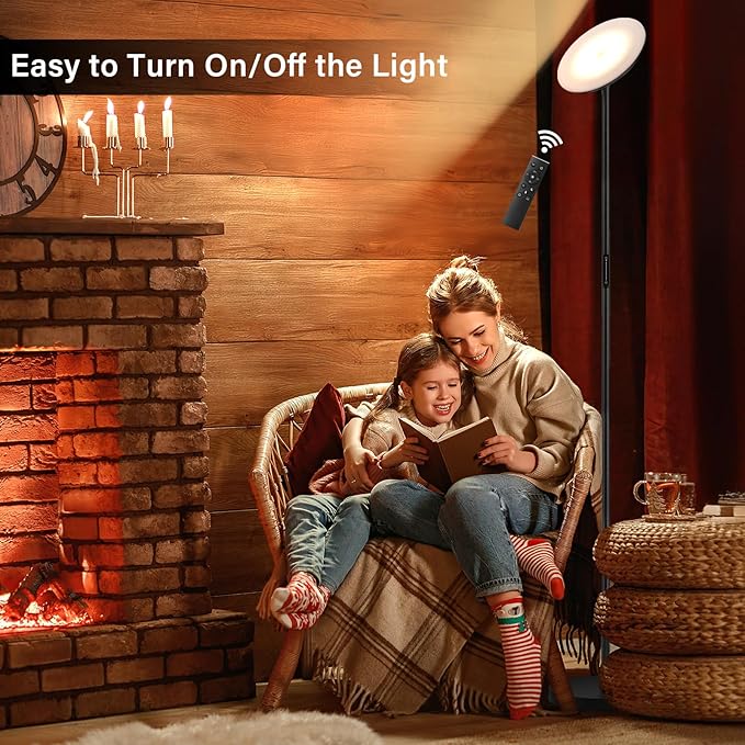 LED Floor Lamp with Remote, 36W/3000-5000K,Touch Control, Fully Dimmable, Adjustable Brightness, 69 in, Black(Remote is Packaged in The Base)