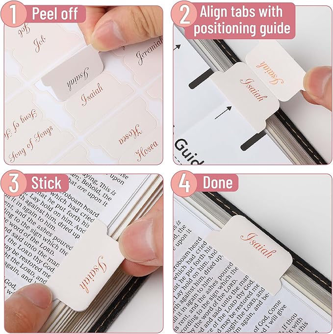 Mr. Pen- Bible Tabs, 75 Tabs, Soft Blush, Bronze Foil Embossed Lettering, Laminated Bible Tabs for Women and Men, Bible Tabs for Study Bible Index Tabs, Bible Book Tabs, Bible Labels Tabs