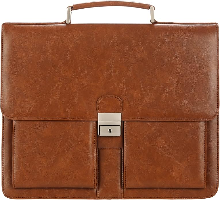 Jack&Chris Mens New PU Leather Attache Briefcase Traditional Messenger Lawyer Bag, MBYX015