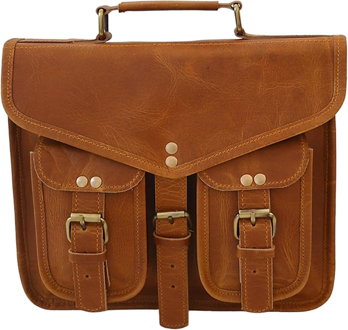 Leather Messenger Bag for Men 11 inch Vintage Satchel Crossbody Shoulder office Brown Handmade Bag