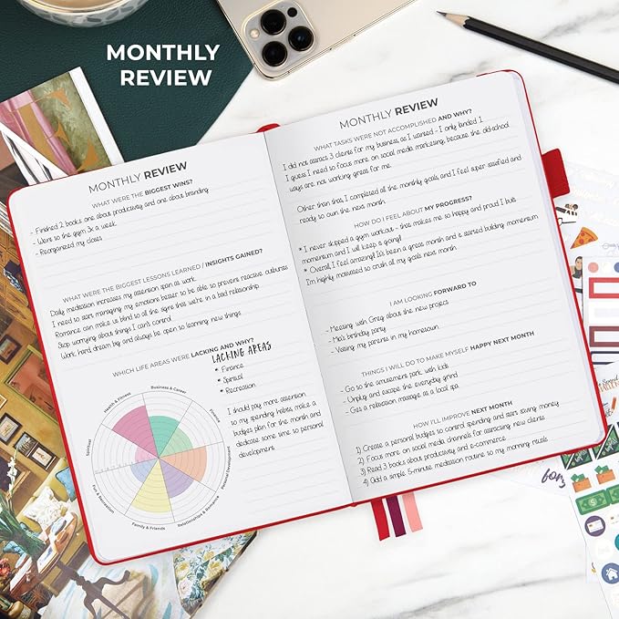 Clever Fox Dated Planner Premium Edition – 2025-2026 Weekly Planner for Planning, Goal Setting & Time Management – Planner Notebook with Habit Tracker & to-do List – A5 Size (Red)