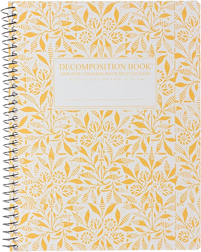 Decomposition Fields of Plenty College Ruled Spiral Notebook - 9.75 x 7.5 Journal with 160 Lined Pages - 100% Recycled Paper - Cute Notebooks for School Supplies, Home & Office - Made in USA