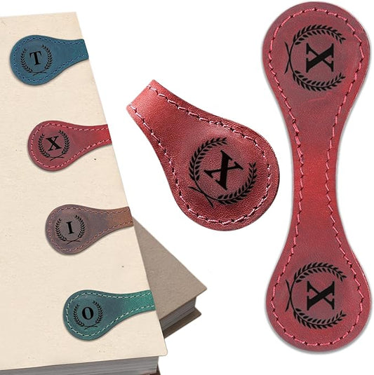 Personalized Magnetic Leather Bookmark - Genuine Leather Custom Bookmark with Initials, Handmade Magnetic Clips for Book Lovers, Readers, Kids, and Women - Premium Magnet Bookmark Charm