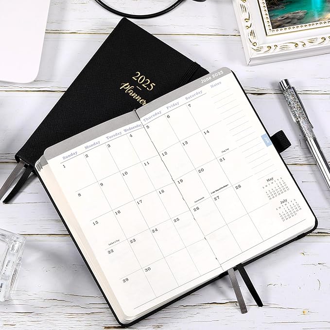2025 Pocket Planner/Calendar - Pocket Planner 2025, 2025 Weekly & Monthly Pocket Calendar, 6.3''×3.8'', Jan 2025 - Dec 2025, Pen Loop, Back Pocket, Elastic Closure, Note Pages