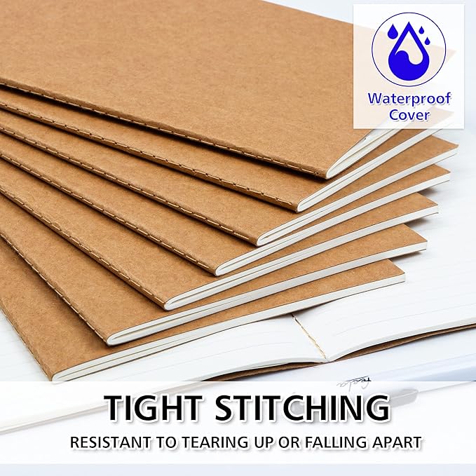 feela 15 Pack A5 Kraft Notebooks, 60 Lined Blank Pages Travel Journal Bulk, Soft Cover Notebooks for Women Girls Students, Making Plans Writing Memos Office School Supplies, 8.3 X 5.5 in