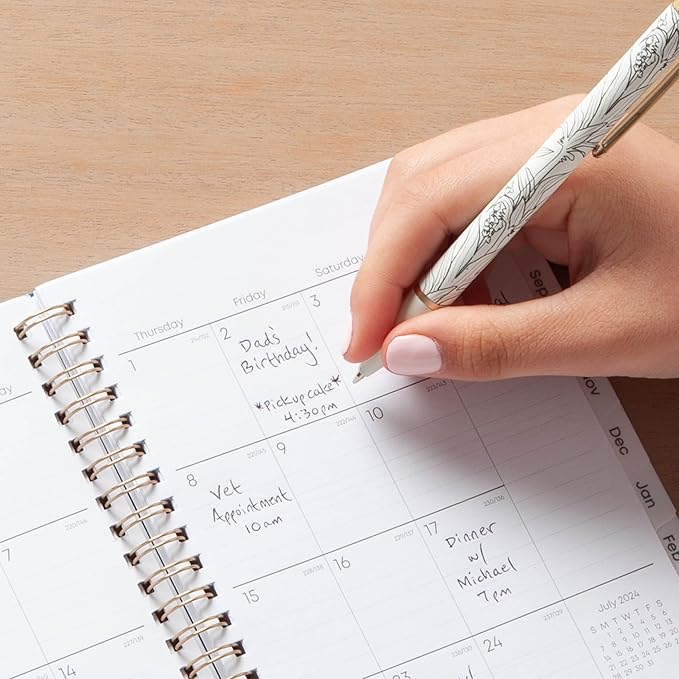 Blue Sky 2024-2025 Academic Year Weekly and Monthly Planner, July 2024 – June 2025, 5" x 8", Frosted Flexible Cover, Wirebound, Roosevelt Pink (150151)