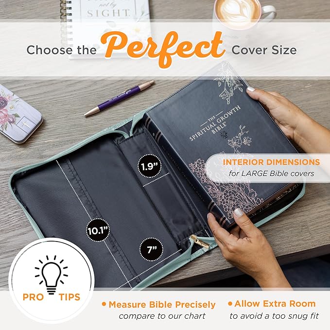 Christian Art Gifts Faux Leather Fashion Bible Cover: I Know The Plans I Have for You - Jeremiah 29:11 Inspirational Bible Verse, Debossed Floral Teal Design, Large