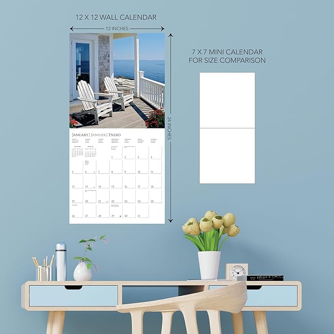 Graphique 2025 On the Porch Wall Calendar | 12” x 12” | Thick Paper | Home & Office Organizer | Large Monthly Grid | 3 Languages & Marked Holidays | 4 Month Preview Page for 2026