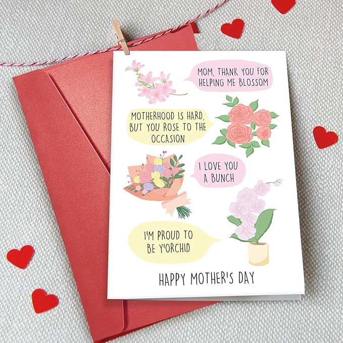 Funny Flowers Mother’s Day Card for Mom, Happy Mothers Day Card for Her, Mothers Day Card for Garden Mom, Flowers Pun Mothers Day Card from Daughter Son