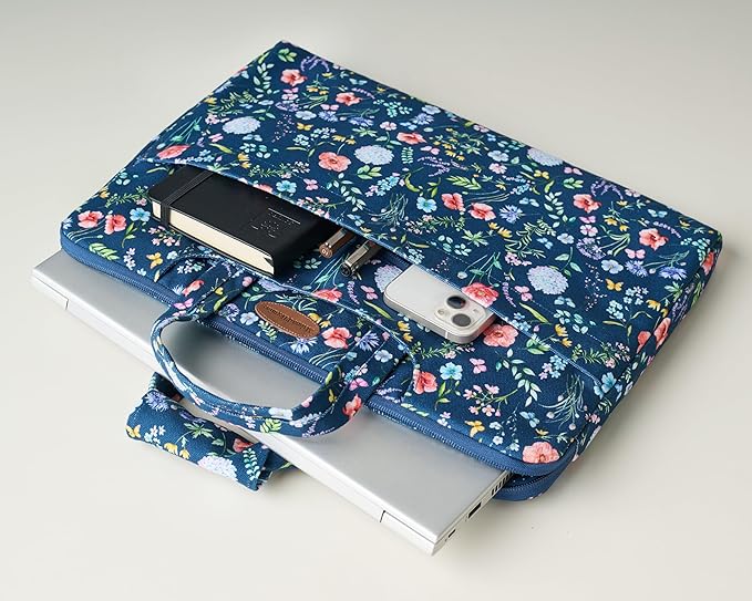 Maison d'Hermine Laptop Bag upto 13.5 inch Stain and water repellent Cotton canvas - Just Florals