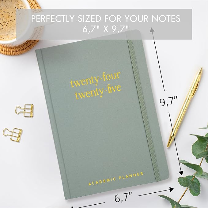 Beautiful 2024-2025 Academic Planner - A 6.7" x 9.7" Daily Planner for Women or Men with Weekly & Monthly Spreads For The 24-25 School Year - Runs From July 2024 - June 2025