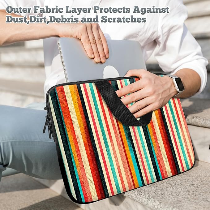 Laptop Sleeve Case Bag 15 inch, Colorful Vertical Stripes Slim Carrying Case Durable Handbag Travel Laptop Bag for 15 inch MacBook Air M3/M2/15 Pro/Surface Laptop 7/6/5/4/3/ Dell XPS 15 Plus